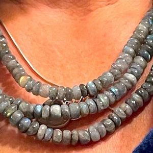 465.00 cts. Three strand blue flash Labradorite Gemstones.